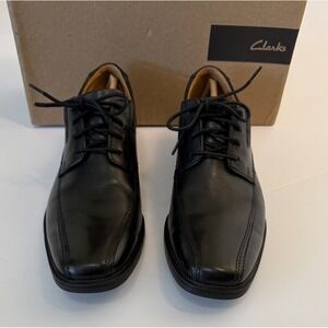 Clark's Tilden Walk Mens Black Leather Dress Shoe  10 M- Soft Cushion NIB